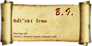 Bánki Irma névjegykártya